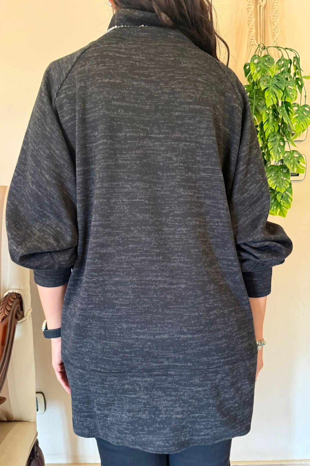 Oversize Turtleneck Top - Black