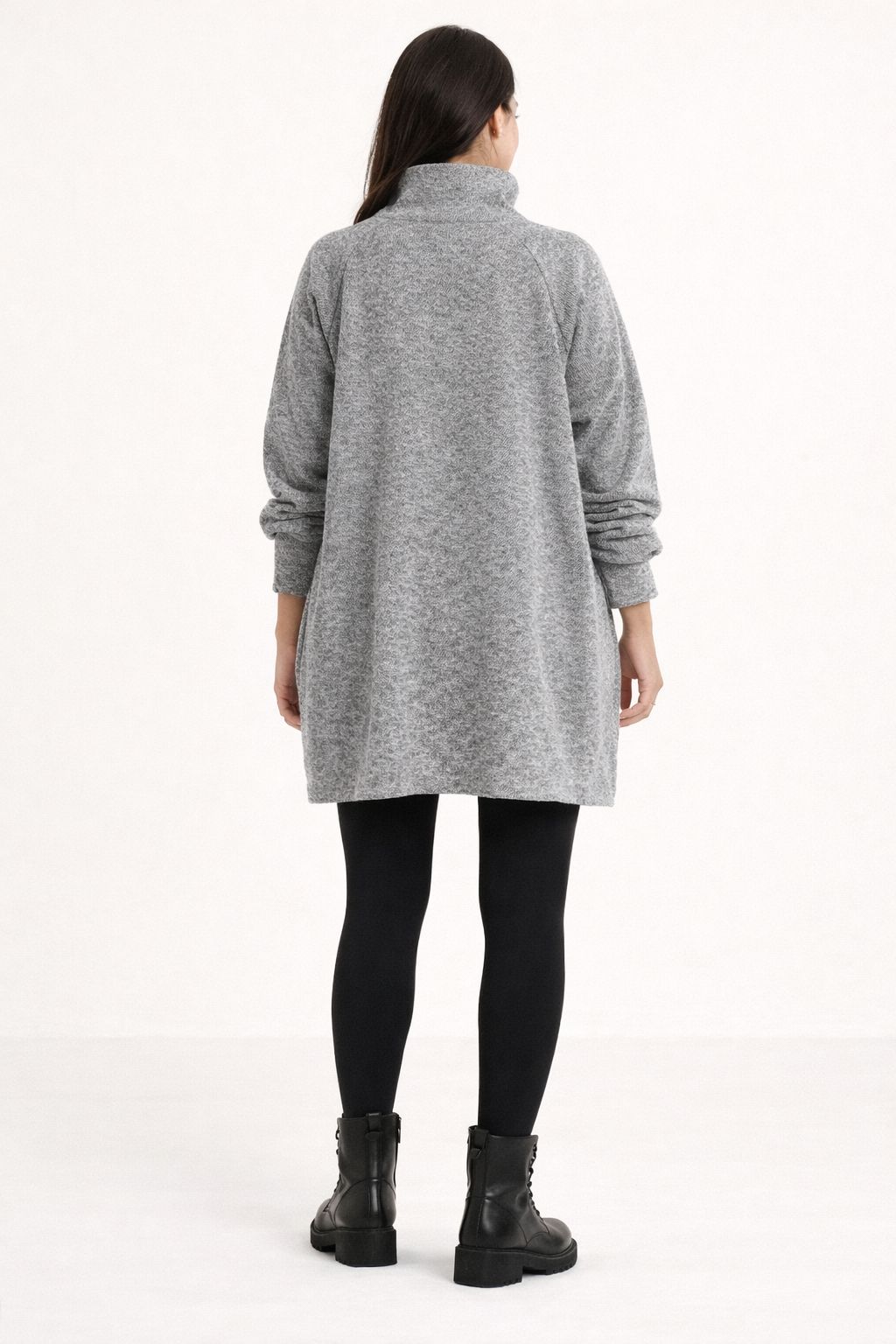 Oversized Turtleneck Top - Grey