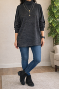 Oversize Turtleneck Top - Black